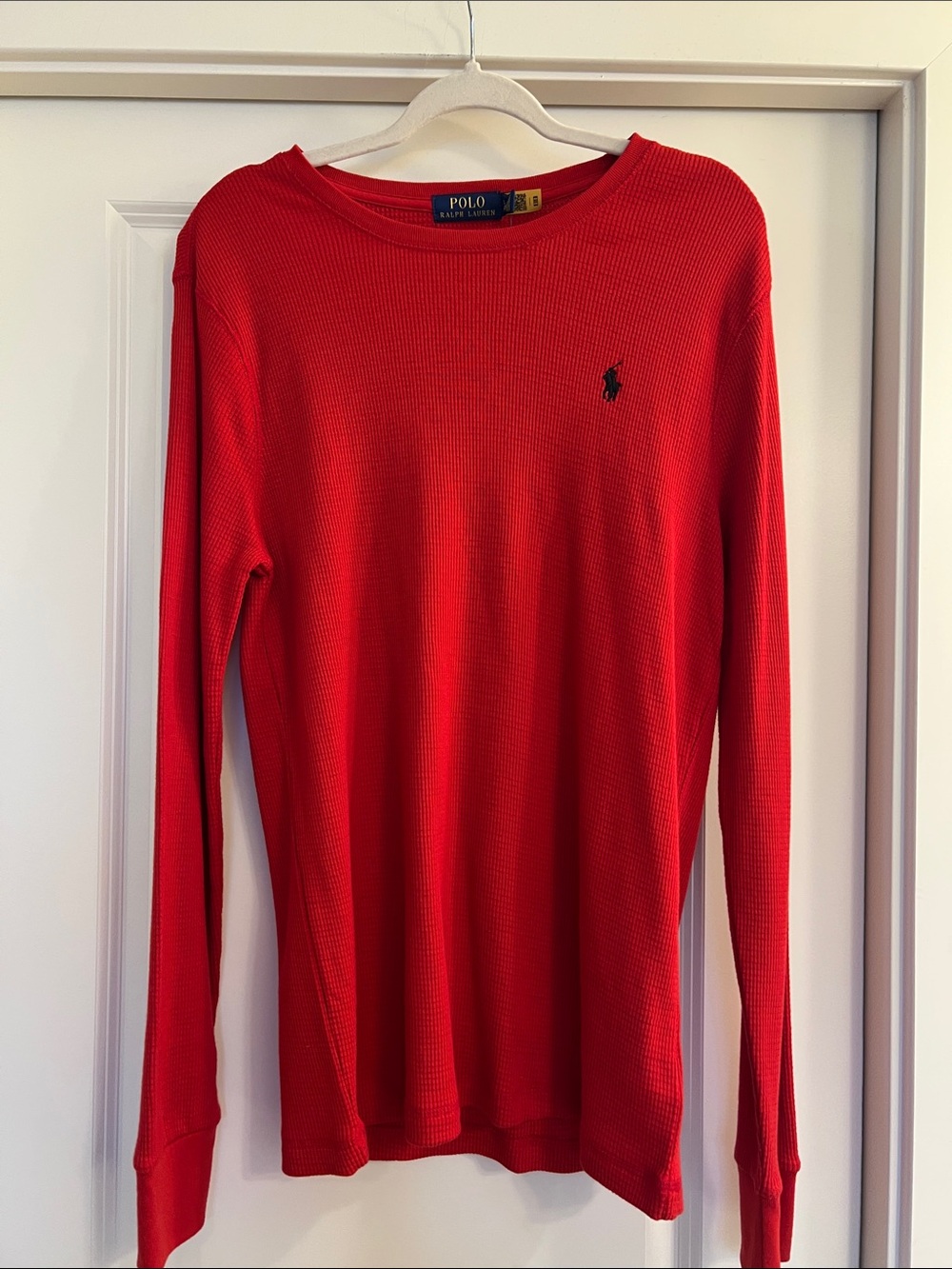 Men's Polo by Ralph Lauren Red Waffle-Knit Long Sleeve Tee